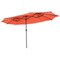Costway 15FT Twin Patio Double-Sided Umbrella 48 Solar LED Lights Crank Outdoor Wine\Beige\Coffee\Orange\Turquoise